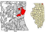 Lake County Illinois Incorporated and Unincorporated areas Waukegan Highlighted